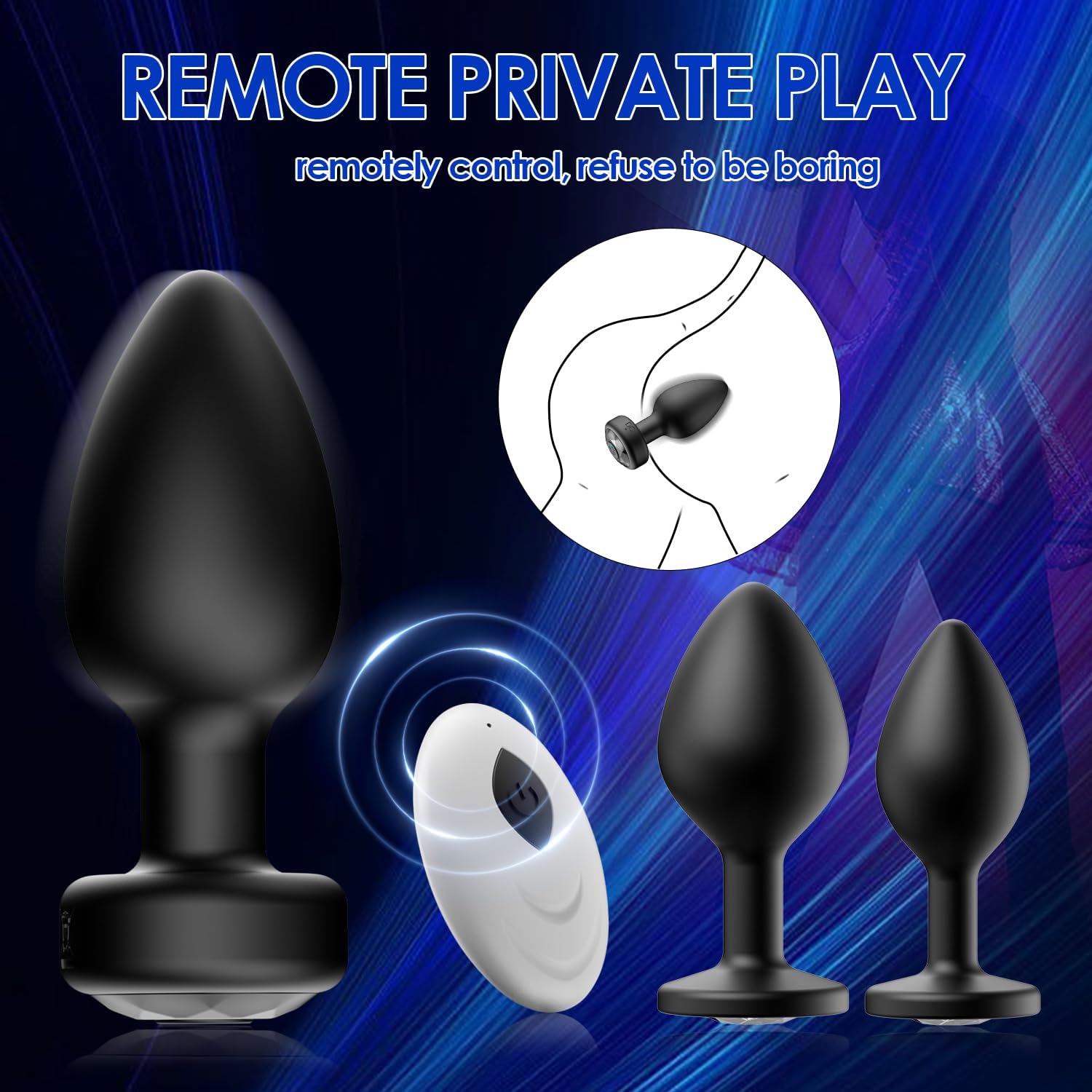oreyurt Anal Plug Sex Toys Vibrator – Silicone Butt Plugs Training Kit with Remote Control, 10 Vibration Modes, Prostate Massager for Adults – Black - Image 4
