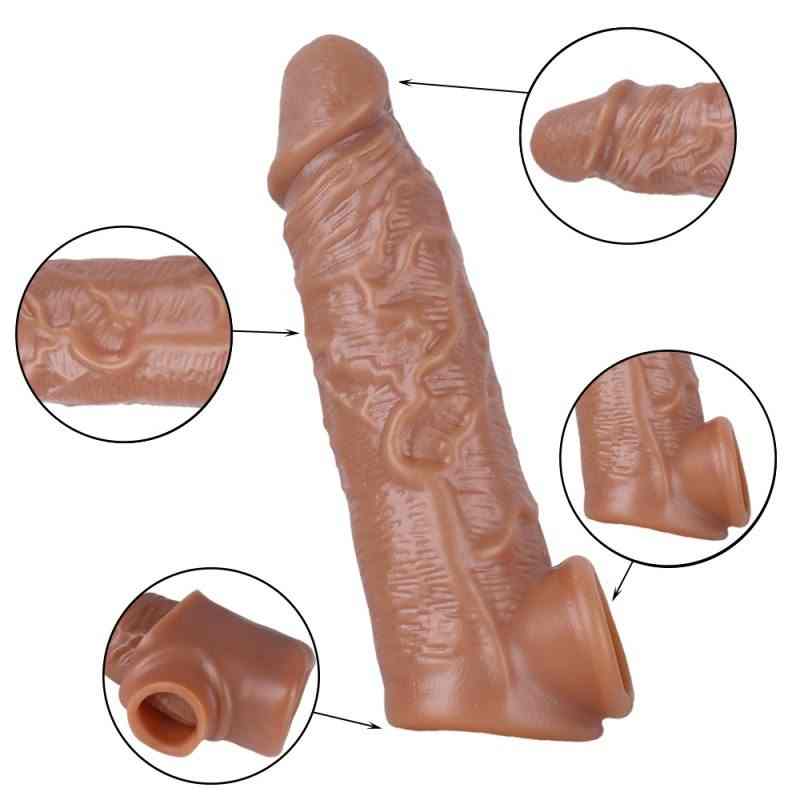 Ultra-Realistic Textured Extension Sleeve with Dual-Stimulation Design - Image 3