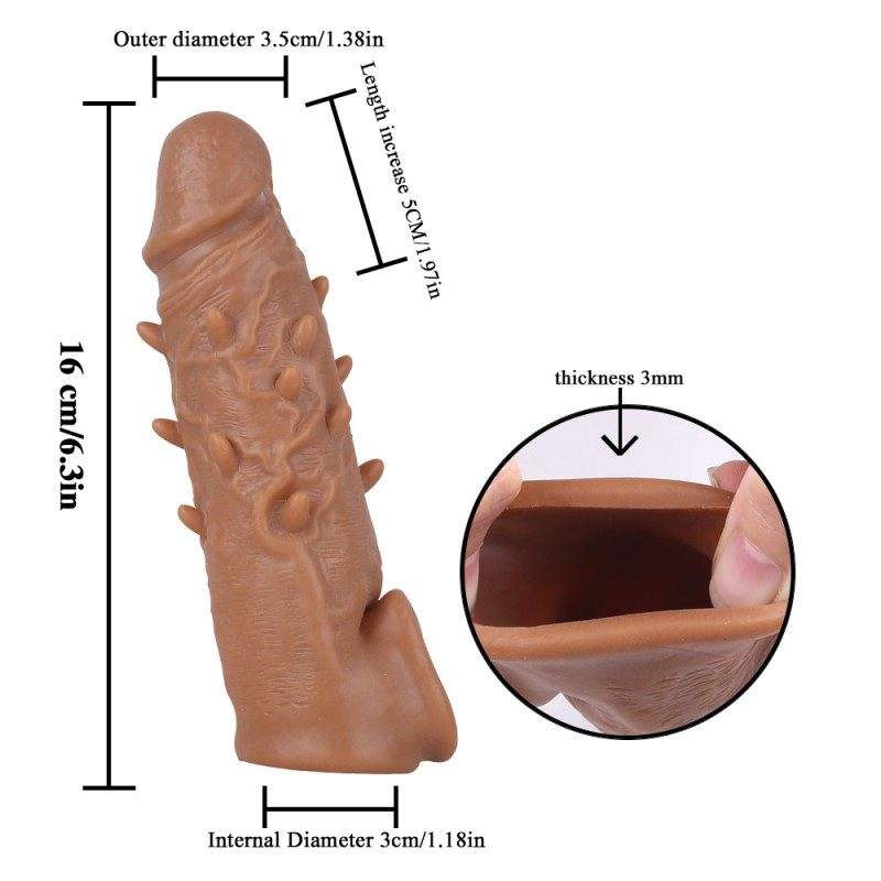 23CM Extra-Long Textured Extension Sleeve with Multi-Point Stimulation